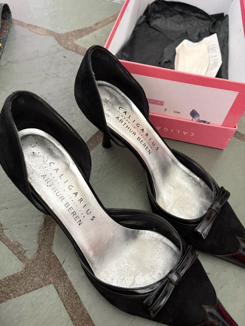 Calli-arius by Arthur Beren Black Suede D’Orsay heels